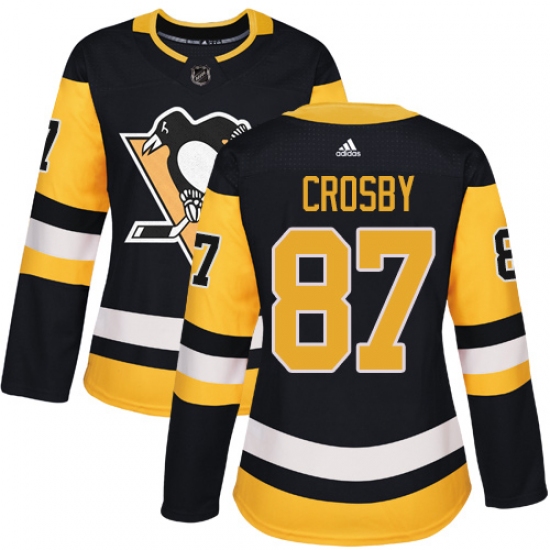 Women's Adidas Pittsburgh Penguins #87 Sidney Crosby Authentic Black Home NHL Jersey - Ujersey