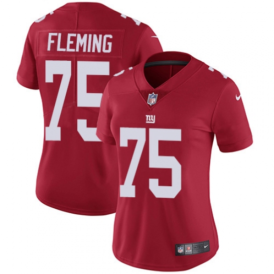 Women's New York Giants #75 Cameron Fleming Red Alternate Stitched Vapor Untouchable Limited Jersey