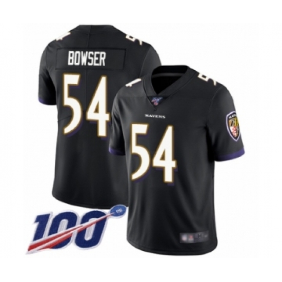 Men's Baltimore Ravens #54 Tyus Bowser Black Alternate Vapor Untouchable Limited Player 100th Season Football Jersey - Ujersey