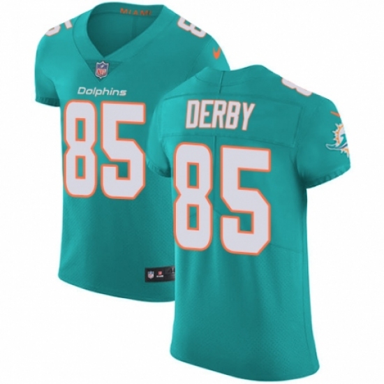 Men's Nike Miami Dolphins #85 A.J. Derby Aqua Green Team Color Vapor Untouchable Elite Player NFL Jersey - Ujersey