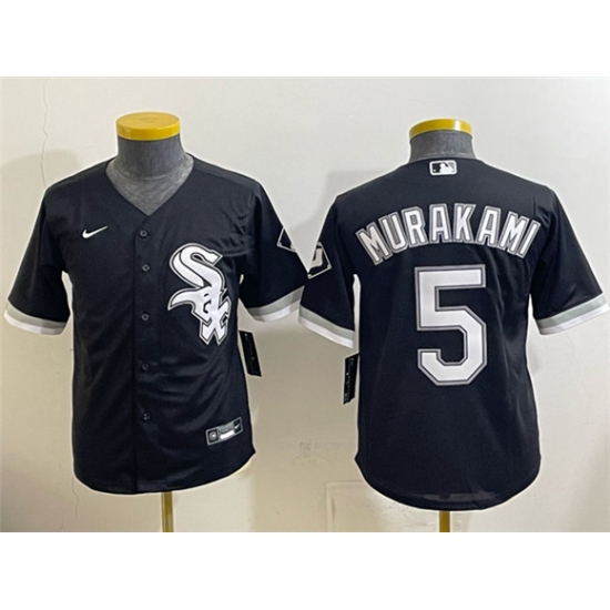 Youth Chicago White Sox #5 Munetaka Murakami Black Stitched Baseball Jersey