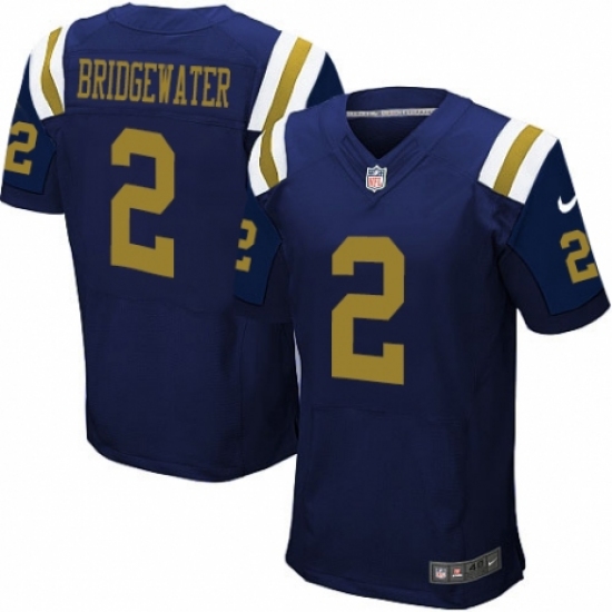 Men's Nike New York Jets #2 Teddy Bridgewater Elite Navy Blue Alternate NFL Jersey - Ujersey