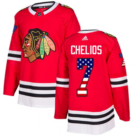 Youth Adidas Chicago Blackhawks #7 Chris Chelios Authentic Red USA Flag Fashion NHL Jersey - Ujersey