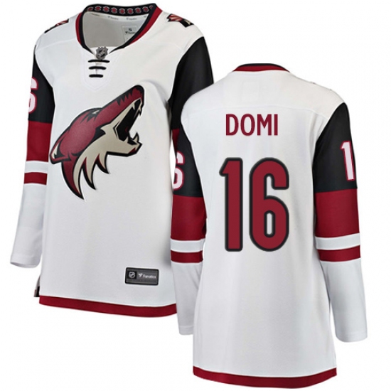 Women's Arizona Coyotes #16 Max Domi Authentic White Away Fanatics Branded Breakaway NHL Jersey - Ujersey