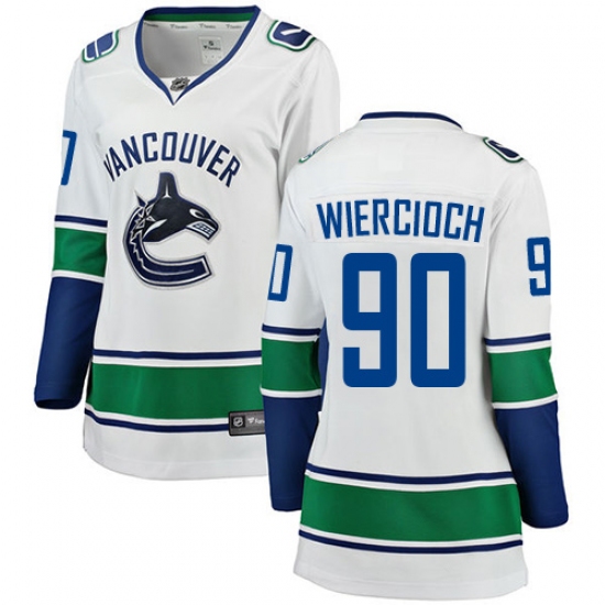 Women's Vancouver Canucks #90 Patrick Wiercioch Fanatics Branded White Away Breakaway NHL Jersey