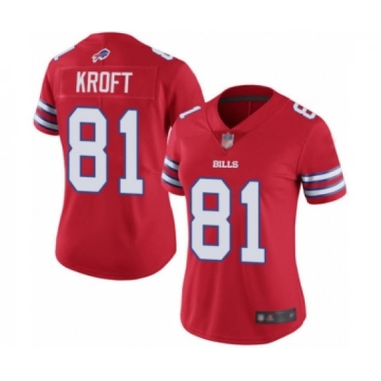 Women's Buffalo Bills #81 Tyler Kroft Limited Red Rush Vapor Untouchable Football Jersey - Ujersey
