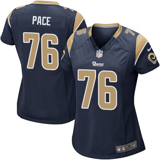 Women's Nike Los Angeles Rams #76 Orlando Pace Game Navy Blue Team Color NFL Jersey - Ujersey
