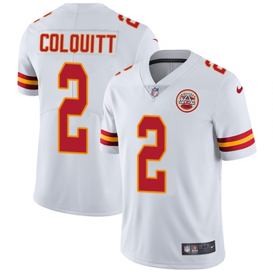 Youth Nike Kansas City Chiefs #2 Dustin Colquitt White Vapor Untouchable Limited Player NFL Jersey - Ujersey