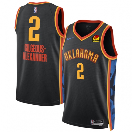 Men's Oklahoma City Thunder #2 Shai Gilgeous-Alexander Black 2024-25 City Edition Stitched Basketball Jersey - Ujersey