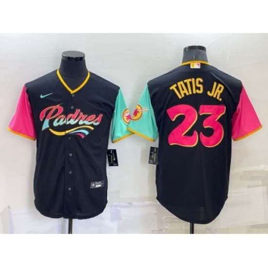 Men's San Diego Padres #23 Fernando Tatis Jr Black 2022 City Connect Cool Base Stitched Jersey - Ujersey