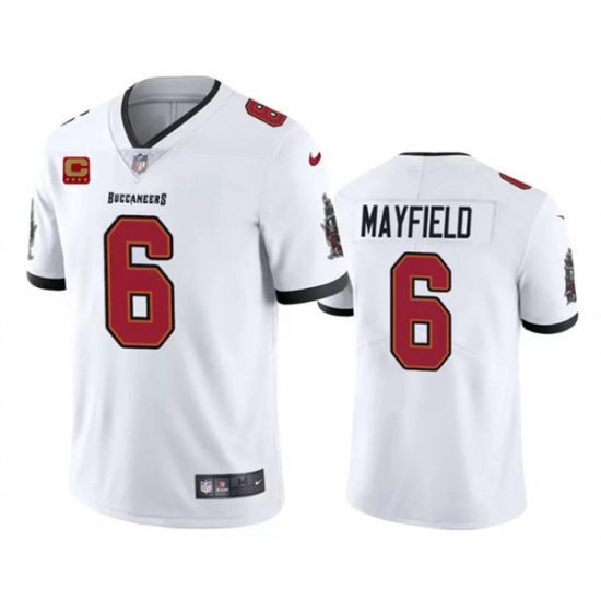 Men's Tampa Bay Buccaneers #6 Baker Mayfield White 2024 With 4-Star C Vapor Limited Football Stitched Jersey - Ujersey