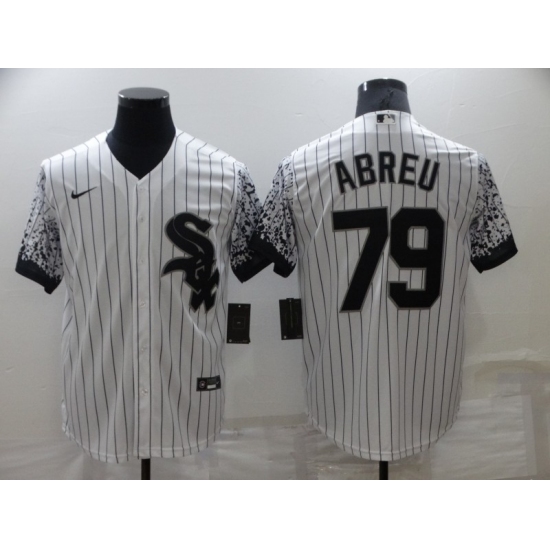 Men's Chicago White Sox #79 Jose Abreu White Gradient Sleeves Stitched Baseball Jersey - Ujersey