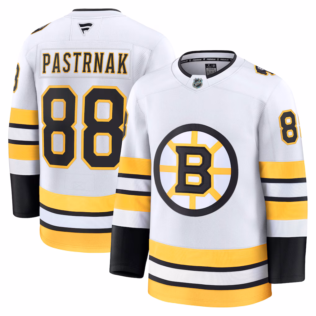 Men's Boston Bruins David Pastrnak Fanatics White Away Premium Player Jersey - U-jersey