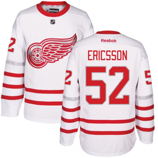 Men's Reebok Detroit Red Wings #52 Jonathan Ericsson Premier White 2017 Centennial Classic NHL Jersey - Ujersey