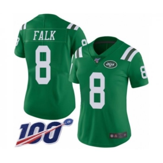 Women's New York Jets #8 Luke Falk Limited Green Rush Vapor Untouchable 100th Season Football Jersey - Ujersey