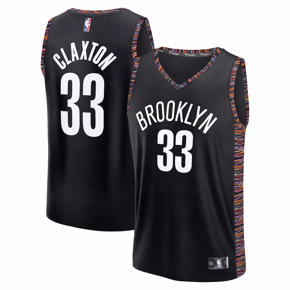 Youth Brooklyn Nets Nic Claxton Fanatics Black 2025/26 City Edition Fastbreak Jersey