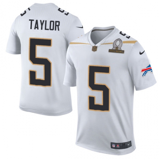Men's Nike Buffalo Bills #5 Tyrod Taylor Elite White Team Rice 2016 Pro Bowl NFL Jersey