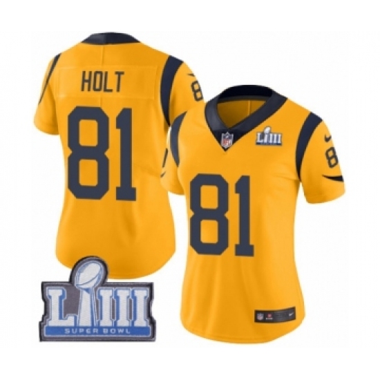 Women's Nike Los Angeles Rams #81 Torry Holt Limited Gold Rush Vapor Untouchable Super Bowl LIII Bound NFL Jersey - Ujersey