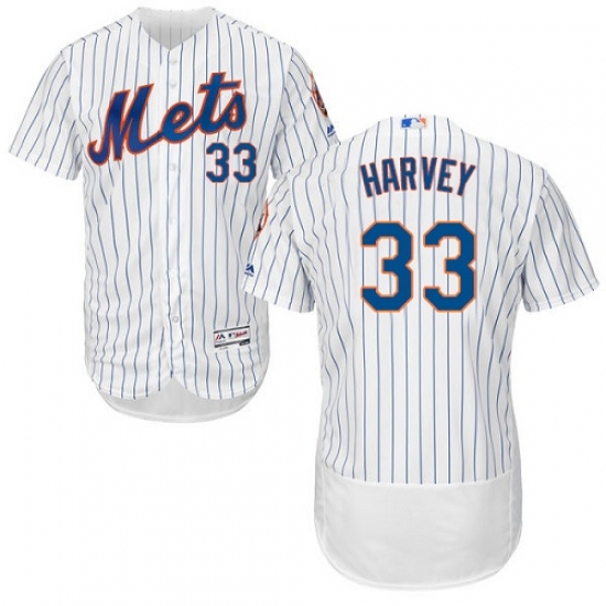 Men's Majestic New York Mets #33 Matt Harvey White Home Flex Base Authentic Collection MLB Jersey - Ujersey