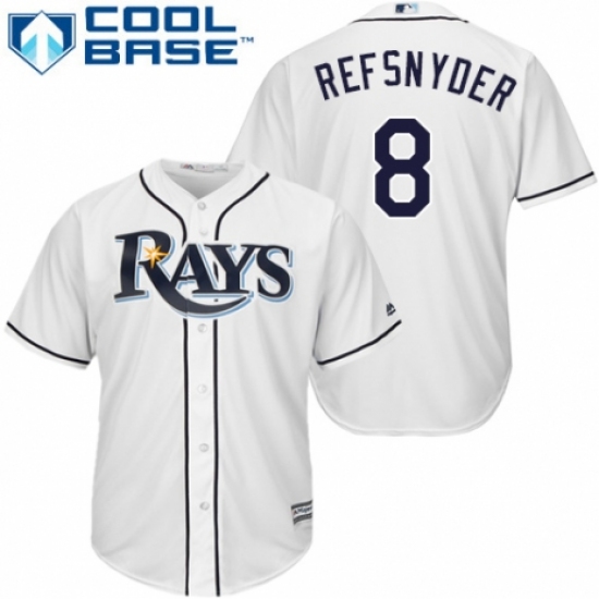 Men's Majestic Tampa Bay Rays #8 Rob Refsnyder Replica White Home Cool Base MLB Jersey - Ujersey