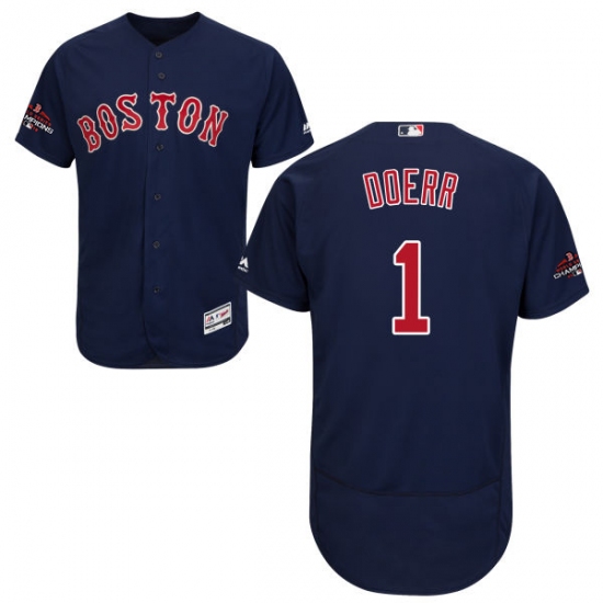 Men's Majestic Boston Red Sox #1 Bobby Doerr Navy Blue Alternate Flex Base Authentic Collection 2018 World Series Champions MLB Jersey - Ujersey