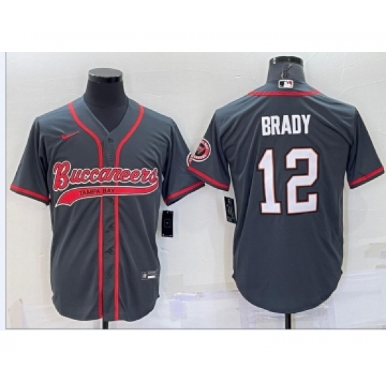 Men's Tampa Bay Buccaneers #12 Tom Brady Grey Stitched Cool Base Nike Baseball Jersey - Ujersey