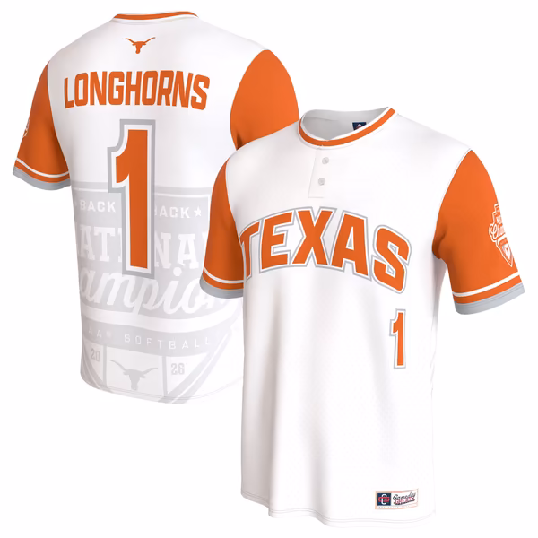Unisex GameDay Greats White Texas Longhorns 2026 NCAA Softball National Champions Lightweight Commemorative Softball Jersey