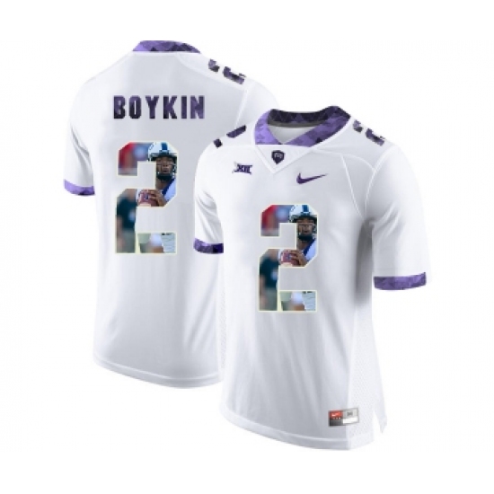TCU Horned Frogs 2 Trevone Boykin White With Portrait Print College Football Limited Jersey - Ujersey