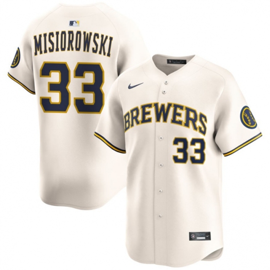 Men's Milwaukee Brewers #33 Jacob Misiorowski Cream 2025 Limited Stitched Baseball Jersey - Ujersey