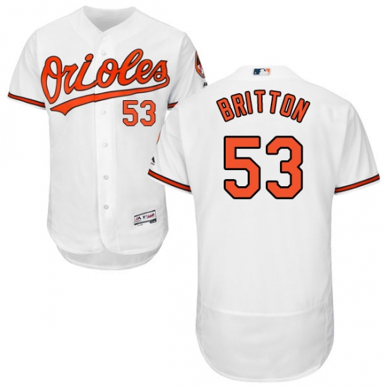 Men's Majestic Baltimore Orioles #53 Zach Britton White Home Flex Base Authentic Collection MLB Jersey