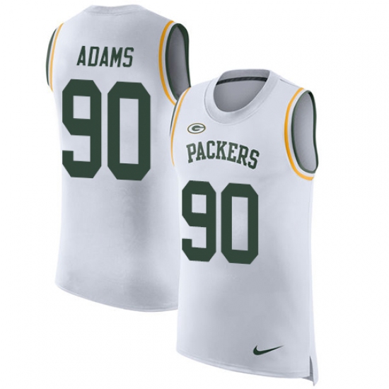Men's Nike Green Bay Packers #90 Montravius Adams Limited White Rush Player Name & Number Tank Top NFL Jersey - Ujersey