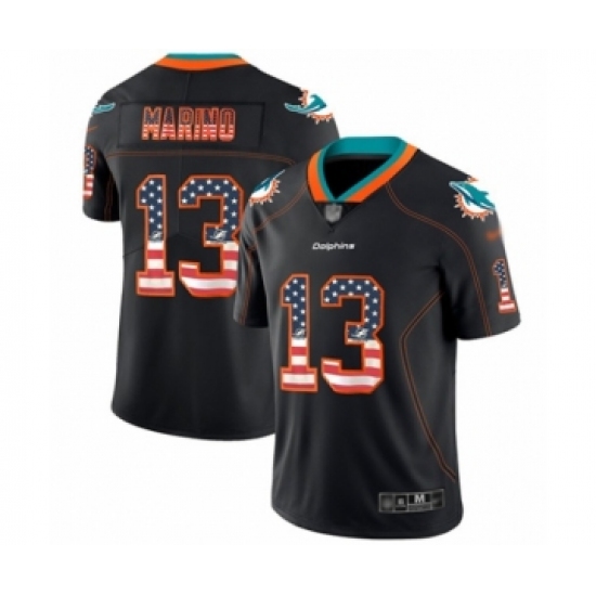 Men's Miami Dolphins #13 Dan Marino Limited Black Rush USA Flag Football Jersey - Ujersey