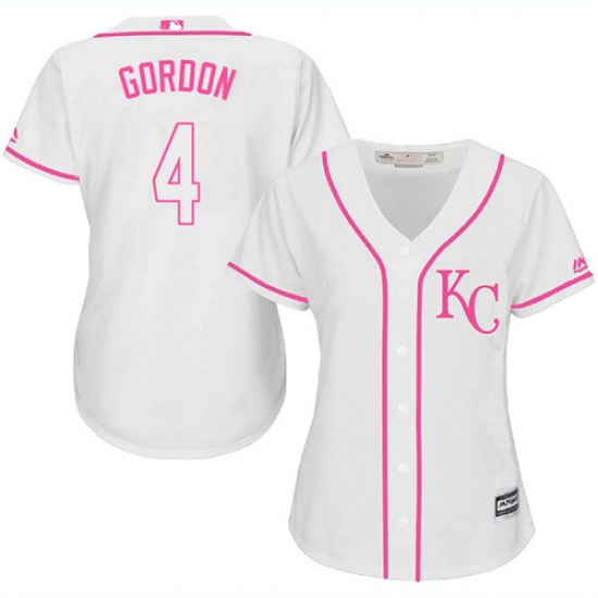 Women's Majestic Kansas City Royals #4 Alex Gordon Authentic White Fashion Cool Base MLB Jersey - Ujersey
