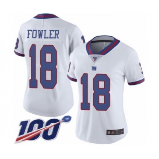 Women's New York Giants #18 Bennie Fowler Limited White Rush Vapor Untouchable 100th Season Football Jersey - Ujersey