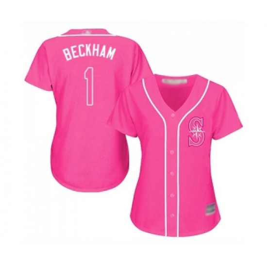 Women's Seattle Mariners #1 Tim Beckham Replica Pink Fashion Cool Base Baseball Jersey - Ujersey