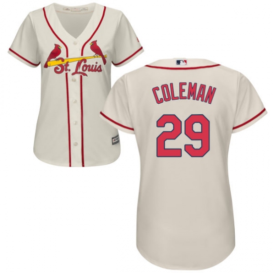 Women's Majestic St. Louis Cardinals #29 Vince Coleman Replica Cream Alternate Cool Base MLB Jersey - Ujersey