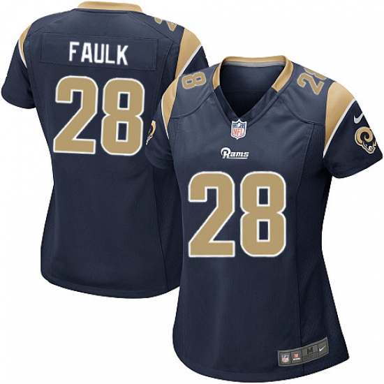 Women's Nike Los Angeles Rams #28 Marshall Faulk Game Navy Blue Team Color NFL Jersey - Ujersey