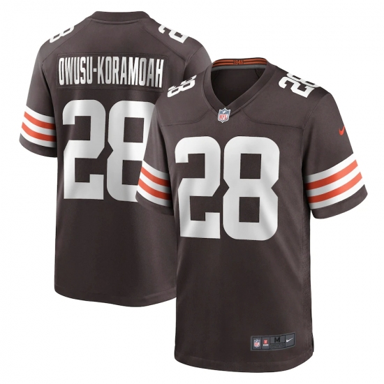 Men's Cleveland Browns #28 Jeremiah Owusu-Koramoah Nike Brown 2021 NFL Draft Pick Player Game Jersey - Ujersey