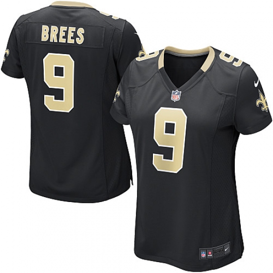 Women's Nike New Orleans Saints #9 Drew Brees Game Black Team Color NFL Jersey - Ujersey