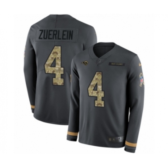 Men's Nike Los Angeles Rams #4 Greg Zuerlein Limited Black Salute to Service Therma Long Sleeve NFL Jersey - Ujersey
