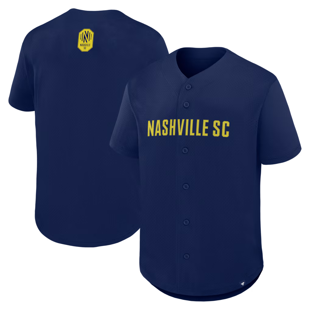 Men's Nashville SC Fanatics Navy Maximum Intensity Button-Up Jersey - ujerseystore