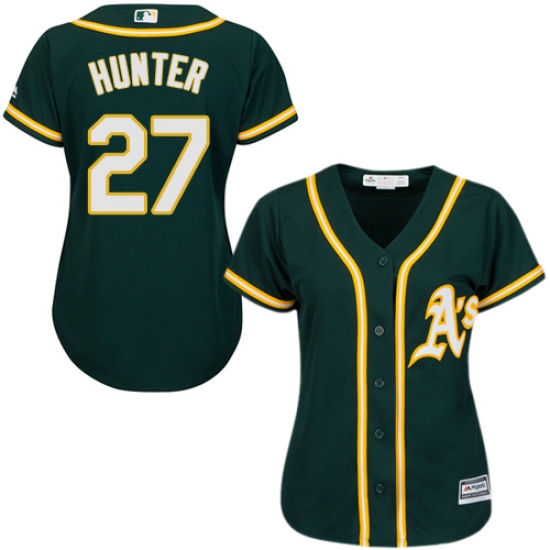Women's Majestic Oakland Athletics #27 Catfish Hunter Authentic Green Alternate 1 Cool Base MLB Jersey - Ujersey
