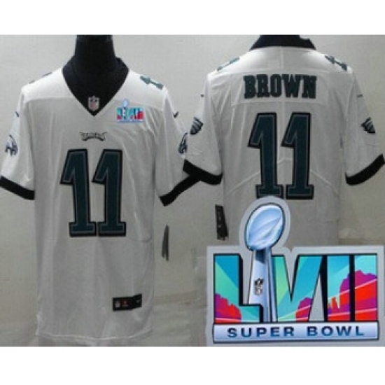 Youth Philadelphia Eagles #11 AJ Brown Limited White Super Bowl LVII Vapor Jersey - Ujersey
