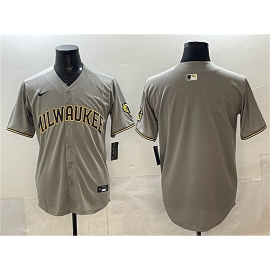 Men's Milwaukee Brewers Blank Gray Home Limited Stitched Jersey - Ujersey