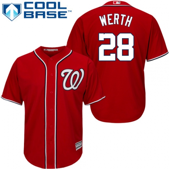 Youth Majestic Washington Nationals #28 Jayson Werth Authentic Red Alternate 1 Cool Base MLB Jersey - Ujersey