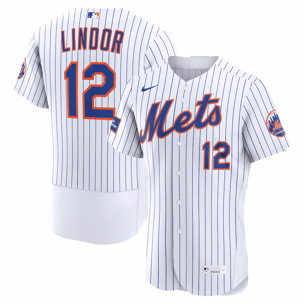 Men's New York Mets Francisco Lindor Nike White Home Authentic Sponsor Patch Jersey - Ujersey