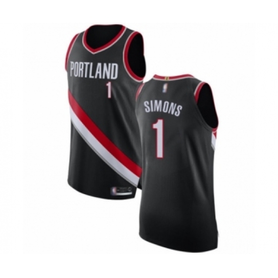 Men's Portland Trail Blazers #1 Anfernee Simons Authentic Black Basketball Jersey - Icon Edition - Ujersey
