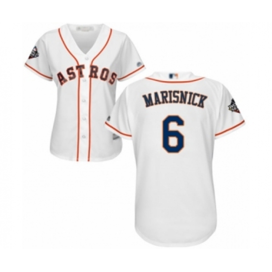 Women's Houston Astros #6 Jake Marisnick Authentic White Home Cool Base 2019 World Series Bound Baseball Jersey - Ujersey