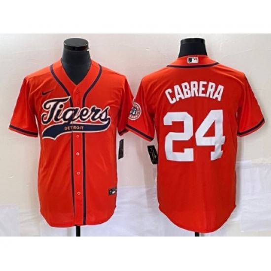 Men's Detroit Tigers #24 Miguel Cabrera Orange Cool Base Stitched Baseball Jersey - Ujersey