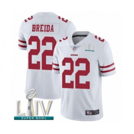 Men's San Francisco 49ers #22 Matt Breida White Vapor Untouchable Limited Player Super Bowl LIV Bound Football Jersey - Ujersey